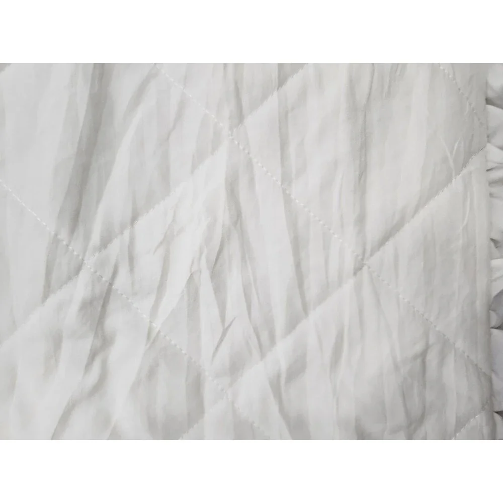 Vtg Ruffle White Pillow Sham Standard Shabby Chic Cottage